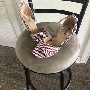 Size 7 block heel ankle strap sandal .  Cushion walk by Avon.